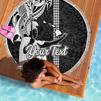 Custom Hawaii Oahu Island Beach Blanket Hawaiian King and Kakau Symbols Abstract Shoulder Tattoo LT03 - Wonder Print Shop
