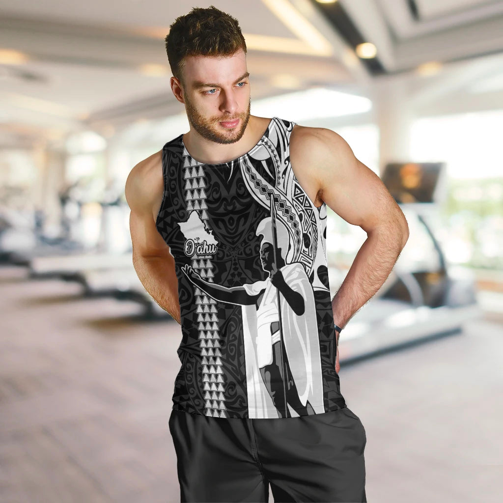 Custom Hawaii Oahu Island Men Tank Top Hawaiian King and Kakau Symbols Abstract Shoulder Tattoo LT03 - Polynesian Pride