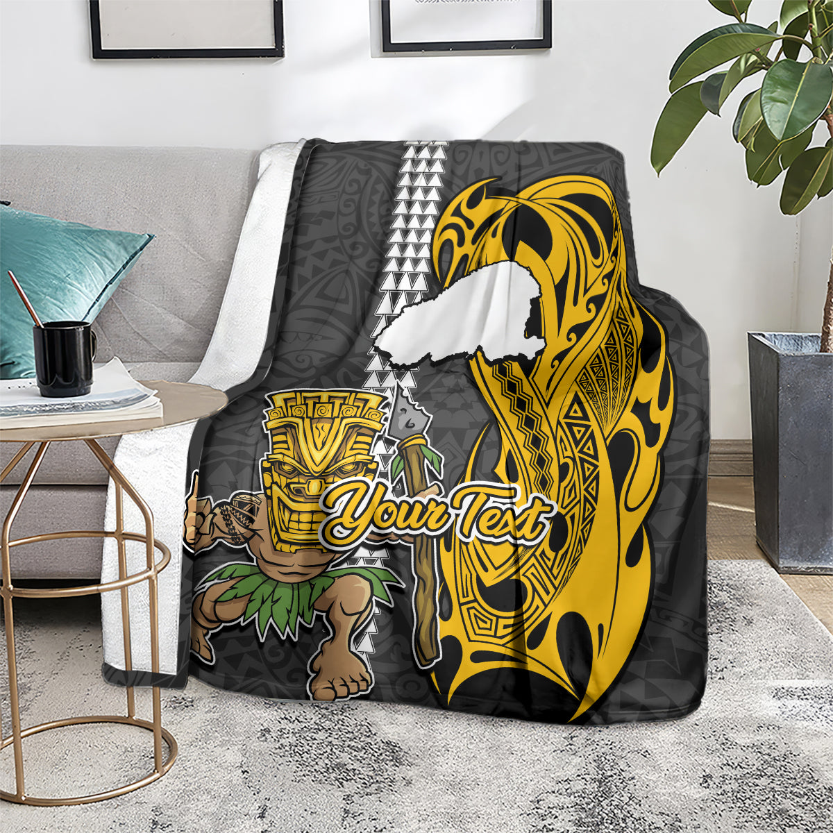 Custom Hawaii Kahoolawe Island Blanket Hawaiian Warrior and Kakau Symbols Abstract Tattoo LT03 - Polynesian Pride