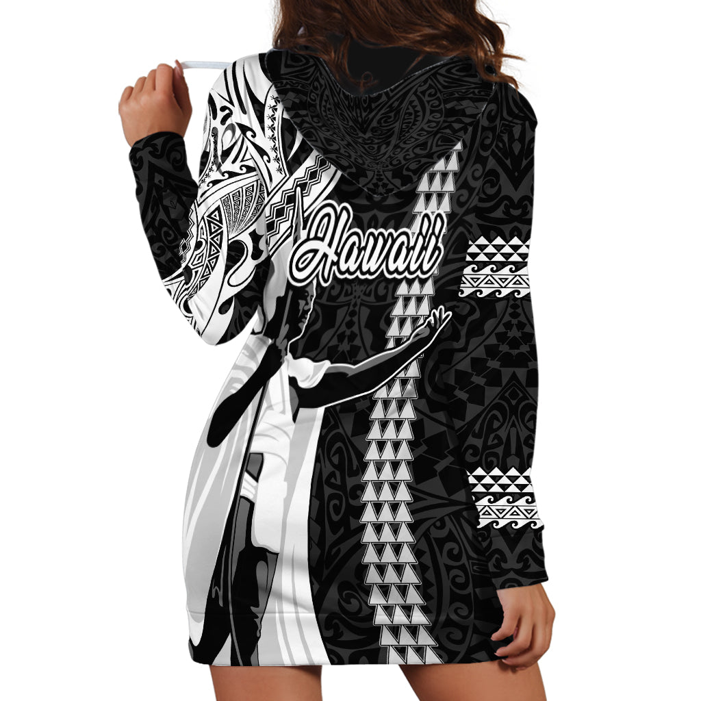 Hawaii Kahoolawe Island Hoodie Dress Hawaiian King and Kakau Symbols Abstract Shoulder Tattoo LT03 - Polynesian Pride