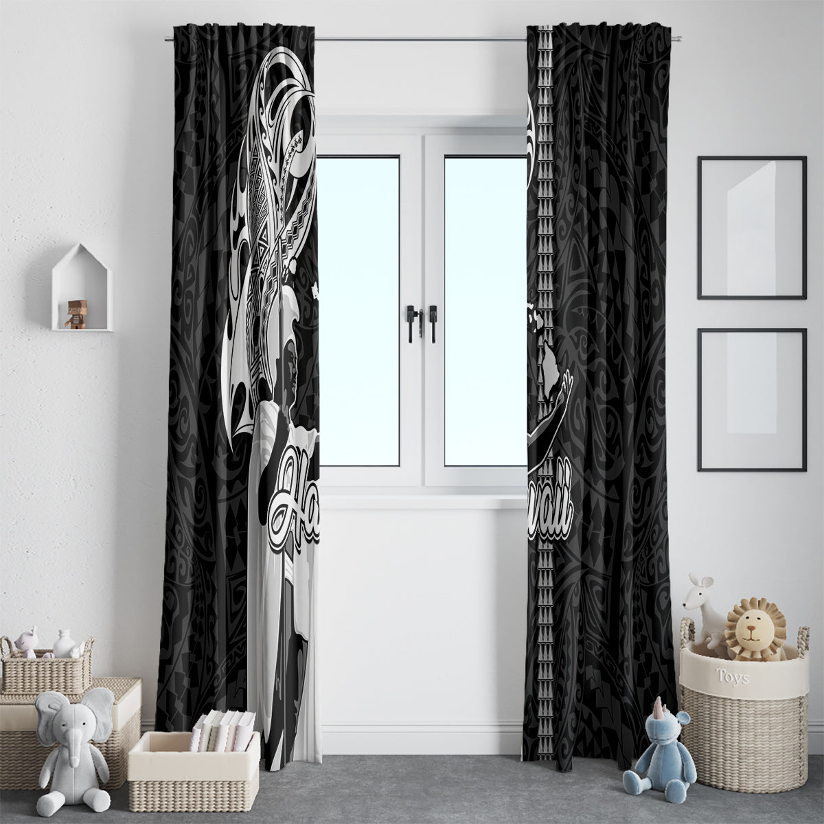 Hawaii Kahoolawe Island Window Curtain Hawaiian King and Kakau Symbols Abstract Shoulder Tattoo LT03 - Polynesian Pride