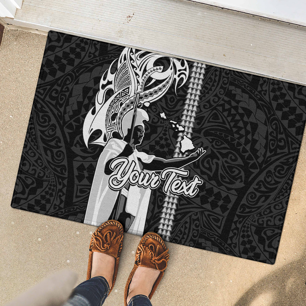 Custom Hawaii Kahoolawe Island Rubber Doormat Hawaiian King and Kakau Symbols Abstract Shoulder Tattoo LT03 - Polynesian Pride