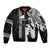 Custom Hawaii Kahoolawe Island Sleeve Zip Bomber Jacket Hawaiian King and Kakau Symbols Abstract Shoulder Tattoo LT03 Unisex Black - Polynesian Pride