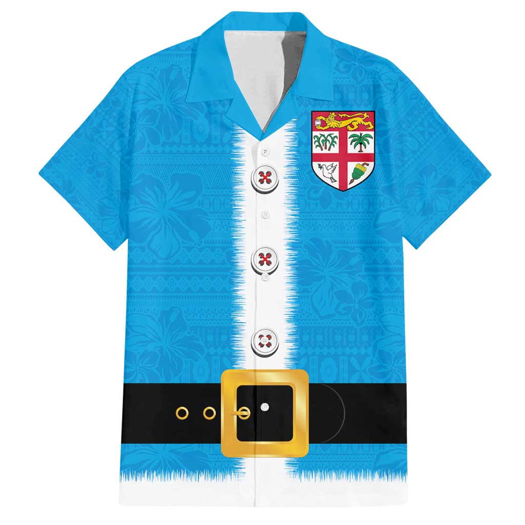 Fiji Merry Christmas Family Matching Off Shoulder Short Dress and Hawaiian Shirt Santa Suit Style With Tapa Tribal Pattern