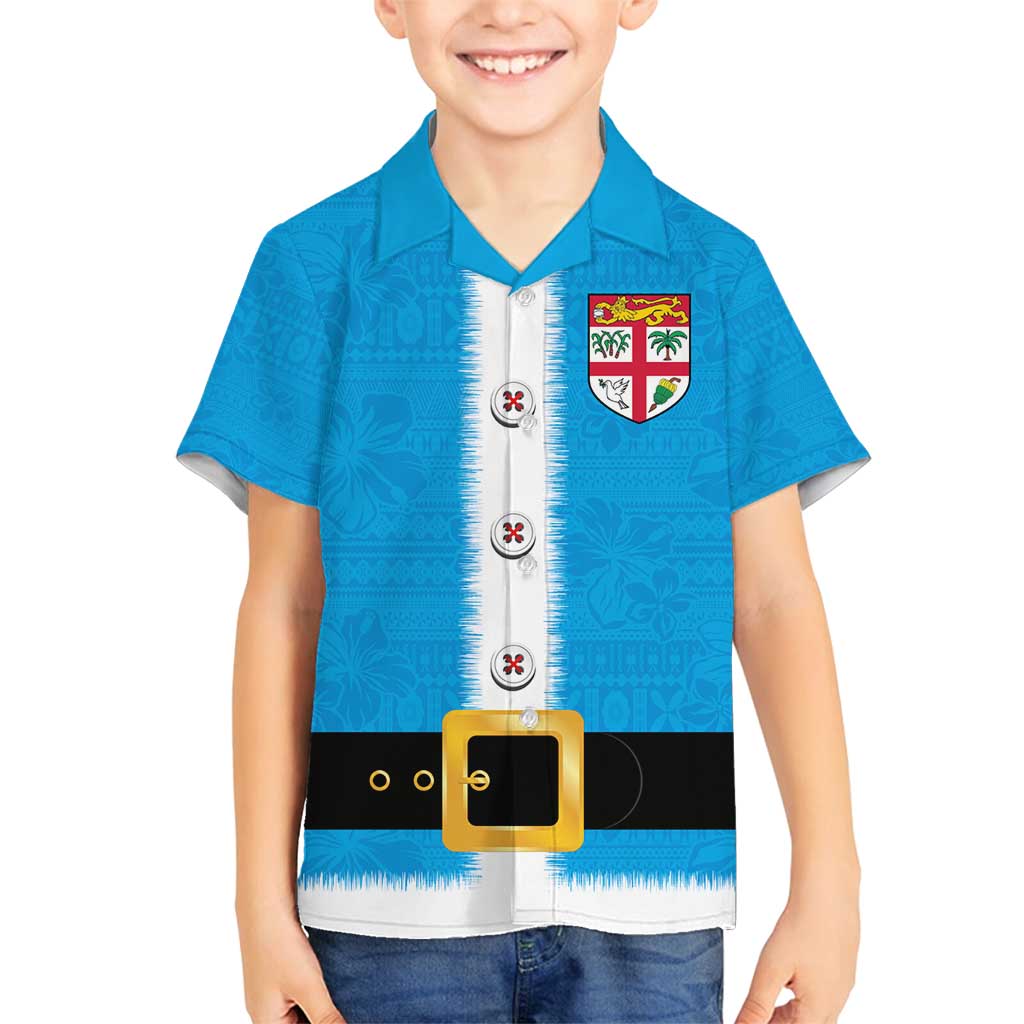 Fiji Merry Christmas Family Matching Puletasi and Hawaiian Shirt Santa Suit Style With Tapa Tribal Pattern