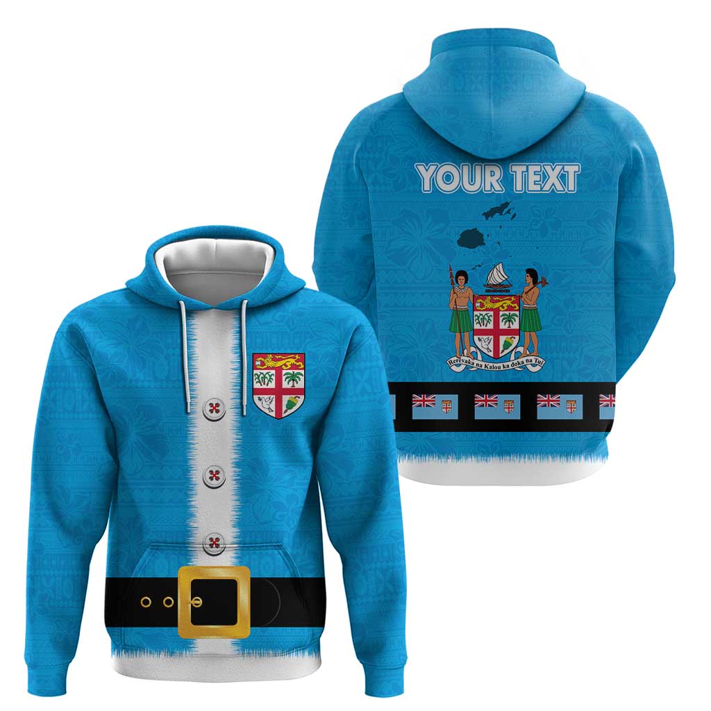 Fiji Merry Christmas Hoodie Santa Suit Style With Tapa Tribal Pattern