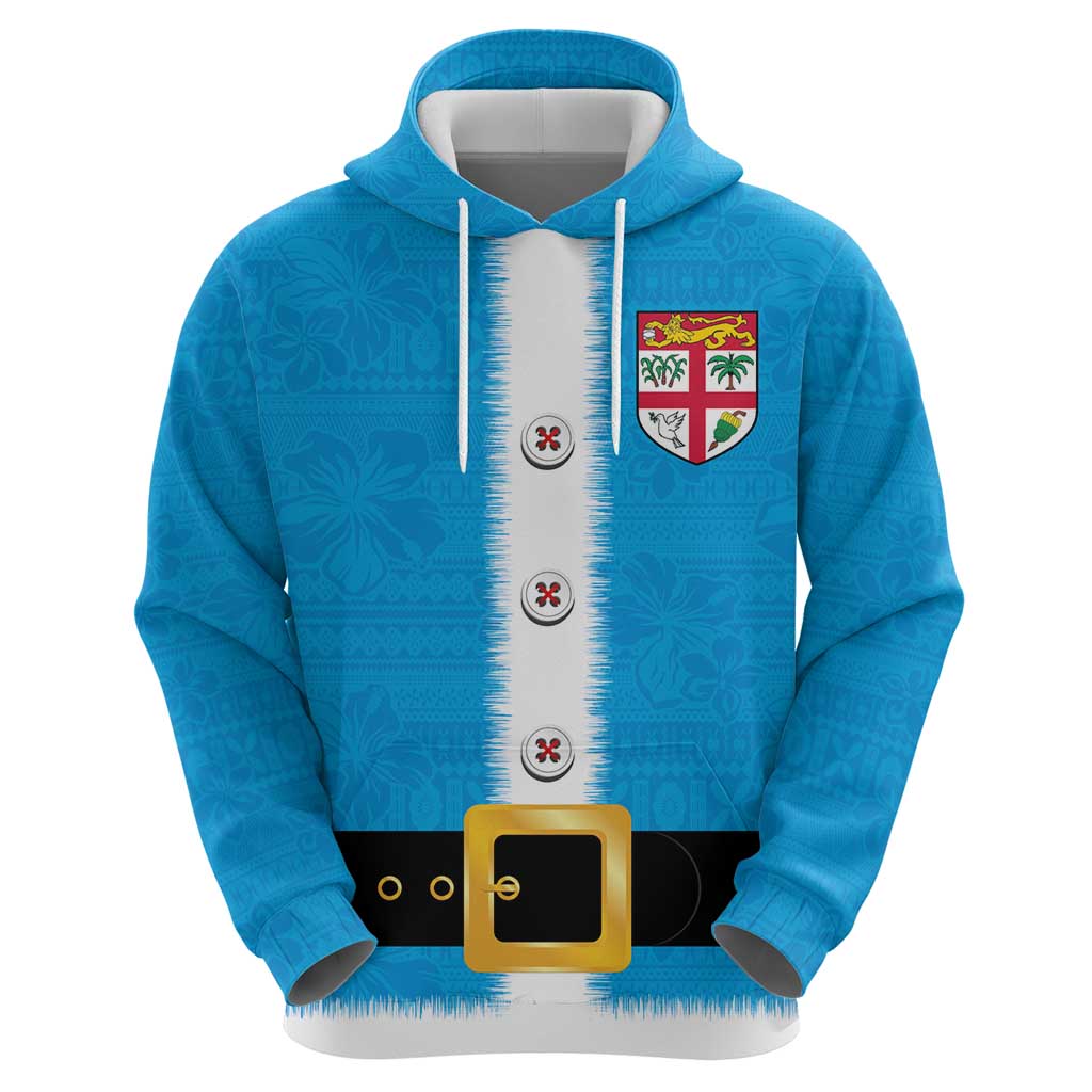 Fiji Merry Christmas Zip Hoodie Santa Suit Style With Tapa Tribal Pattern