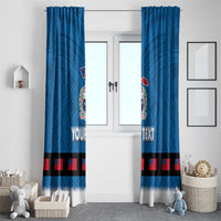 Samoa Merry Christmas Window Curtain Santa Suit Style With Tatau Tattoo Pattern