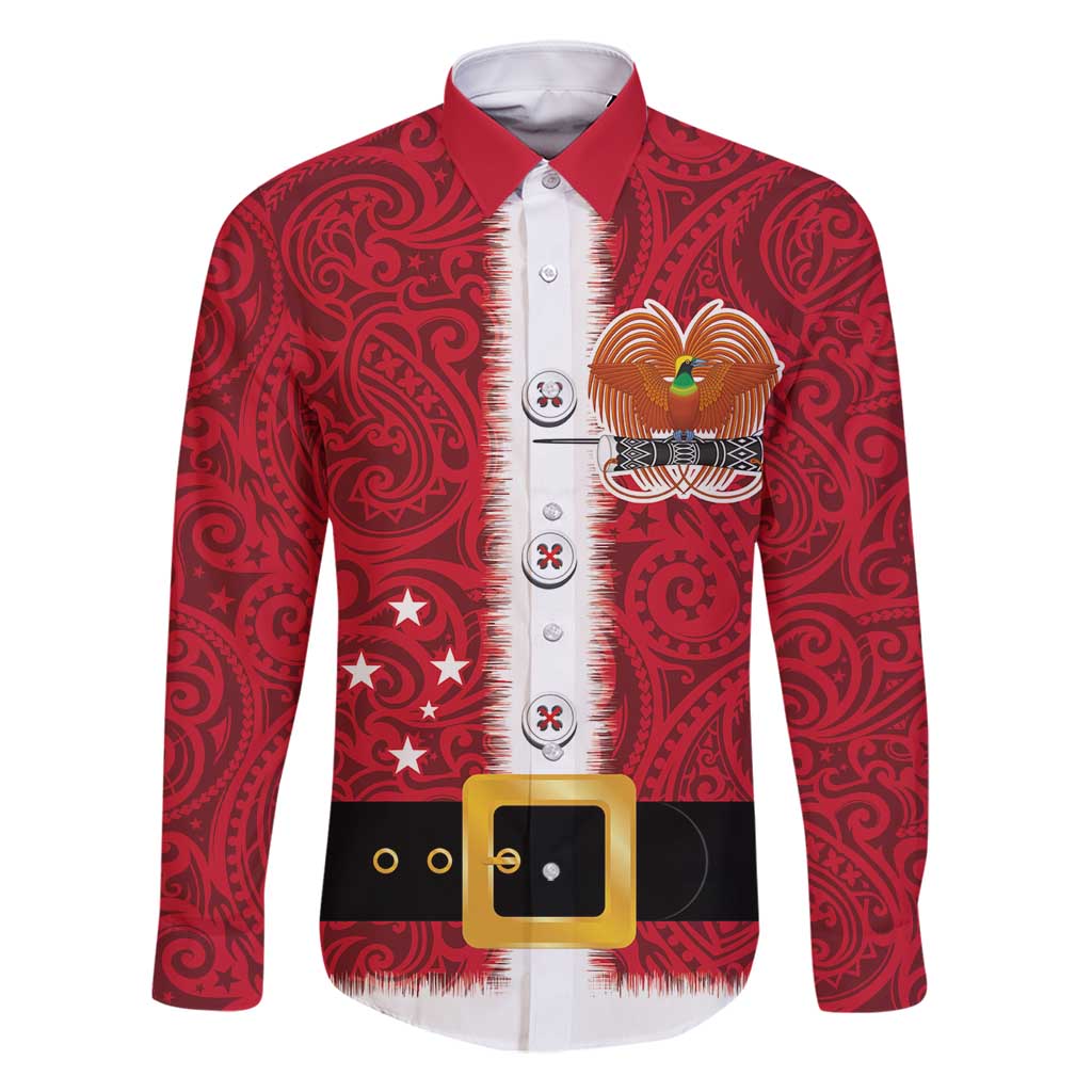 Papua New Guinea Merry Christmas Family Matching Off Shoulder Short Dress and Hawaiian Shirt Santa Suit Style With Melanesian Pattern