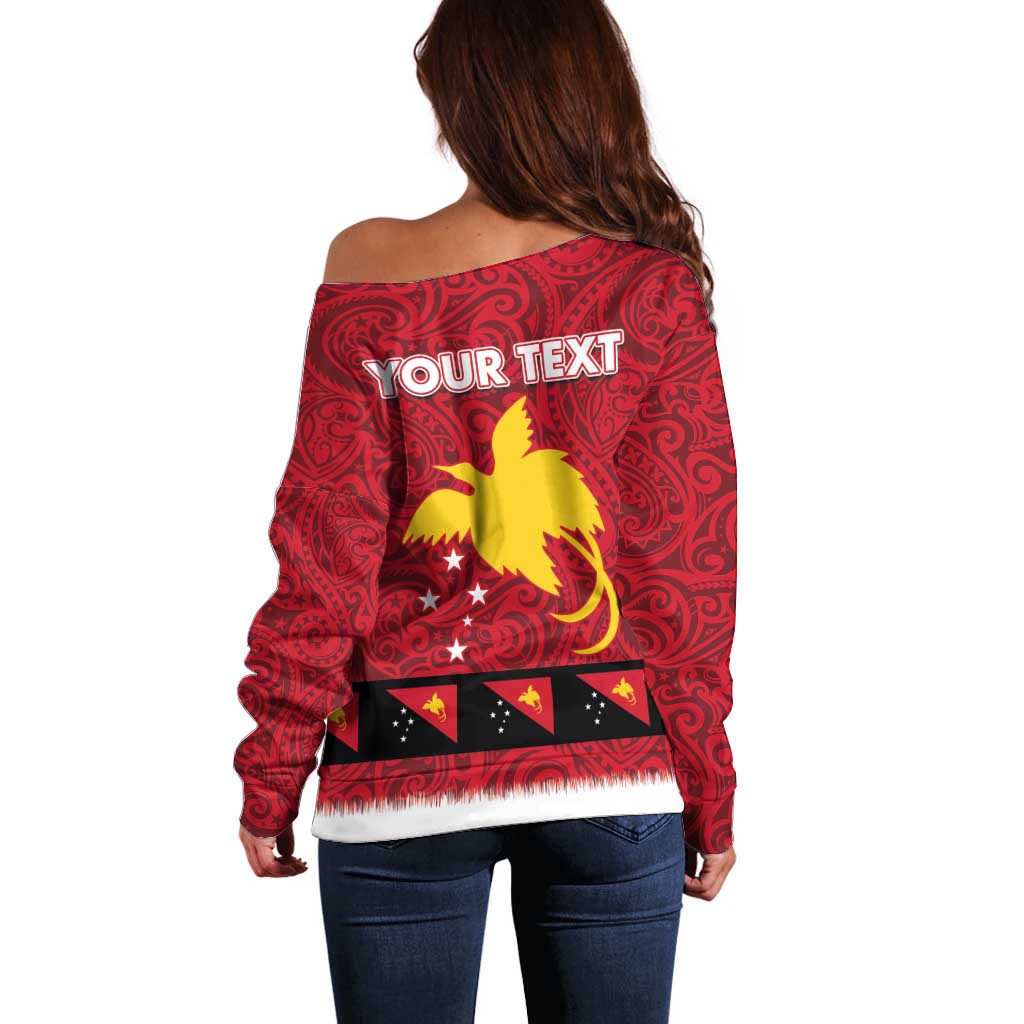 Papua New Guinea Merry Christmas Off Shoulder Sweater Santa Suit Style With Melanesian Pattern