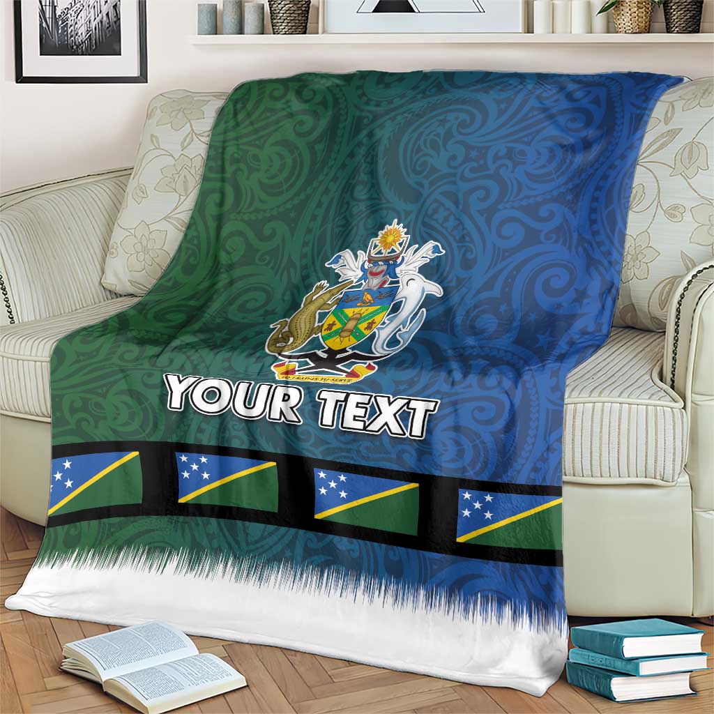 Solomon Islands Merry Christmas Blanket Santa Suit Style With Melanesian Pattern