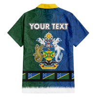 Solomon Islands Merry Christmas Family Matching Off Shoulder Short Dress and Hawaiian Shirt Santa Suit Style With Melanesian Pattern