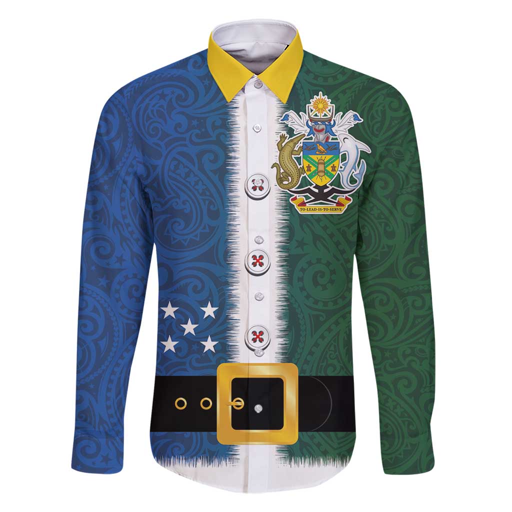 Solomon Islands Merry Christmas Family Matching Tank Maxi Dress and Hawaiian Shirt Santa Suit Style With Melanesian Pattern