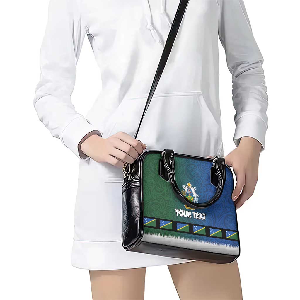 Solomon Islands Merry Christmas Shoulder Handbag Santa Suit Style With Melanesian Pattern