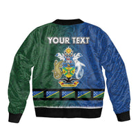 Solomon Islands Merry Christmas Sleeve Zip Bomber Jacket Santa Suit Style With Melanesian Pattern