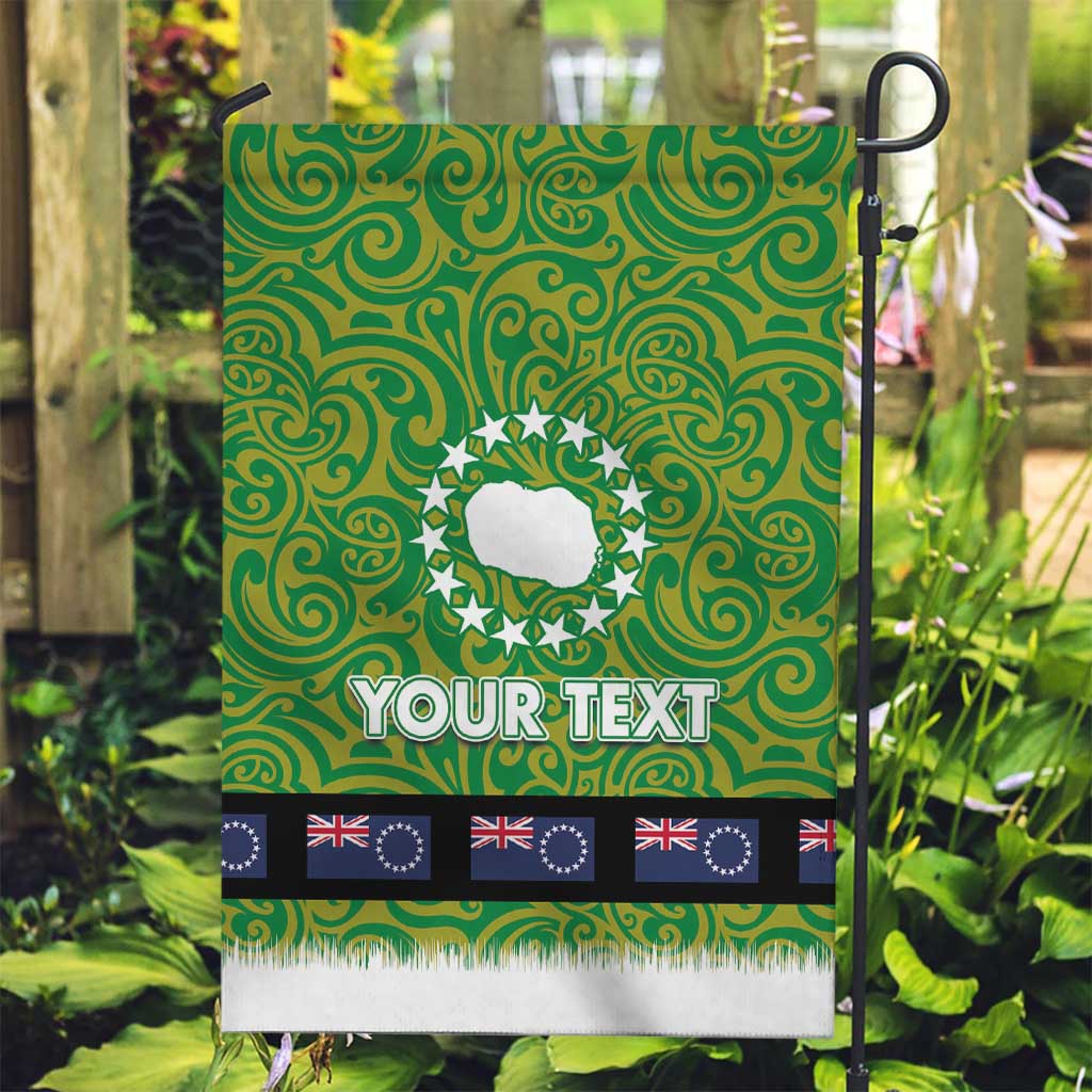 Cook Islands Merry Christmas Garden Flag Santa Suit Style With Polynesian Pattern