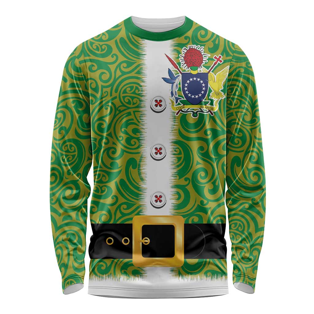 Cook Islands Merry Christmas Long Sleeve Shirt Santa Suit Style With Polynesian Pattern
