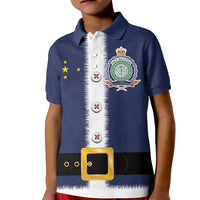 Niue Merry Christmas Kid Polo Shirt Santa Suit Style With Hiapo Pattern LT03 Kid Blue - Polynesian Pride