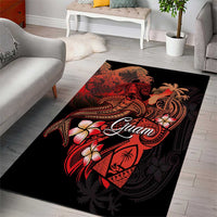 Guam Tribal Chamorro Area Rug Polynesian Shark with Plumeria and Sea Vibe - Polynesian Pride