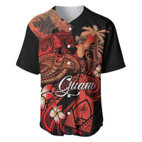 Guam Tribal Chamorro Baseball Jersey Polynesian Shark with Plumeria and Sea Vibe - Polynesian Pride