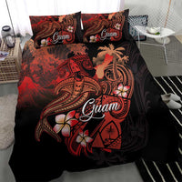 Guam Tribal Chamorro Bedding Set Polynesian Shark with Plumeria and Sea Vibe - Polynesian Pride