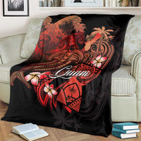 Guam Tribal Chamorro Blanket Polynesian Shark with Plumeria and Sea Vibe - Polynesian Pride