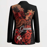 Guam Tribal Chamorro Blazer Polynesian Shark with Plumeria and Sea Vibe - Polynesian Pride