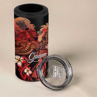 Guam Tribal Chamorro 4 in 1 Can Cooler Tumbler Polynesian Shark with Plumeria and Sea Vibe - Polynesian Pride