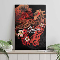 Guam Tribal Chamorro Canvas Wall Art Polynesian Shark with Plumeria and Sea Vibe - Polynesian Pride