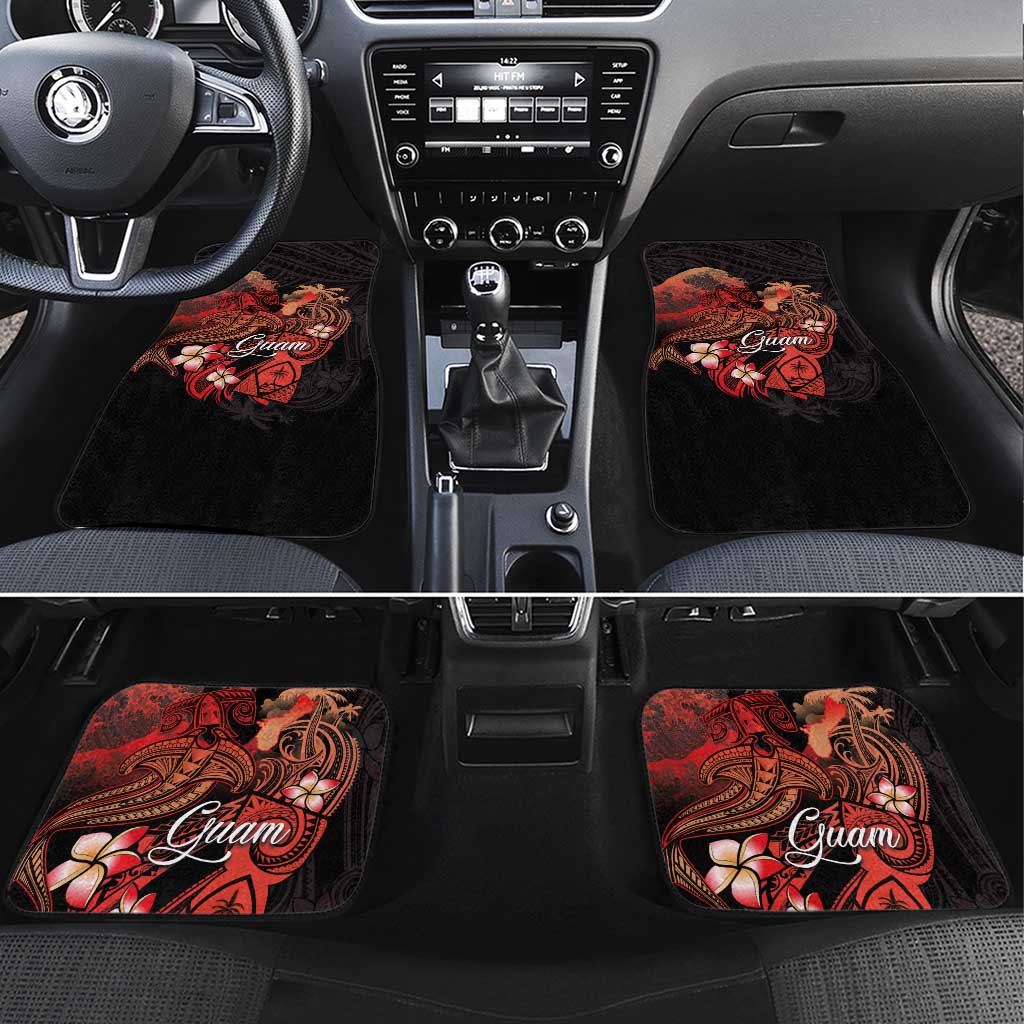 Guam Tribal Chamorro Car Mats Polynesian Shark with Plumeria and Sea Vibe - Polynesian Pride