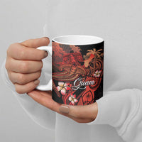 Guam Tribal Chamorro Ceramic Mug Polynesian Shark with Plumeria and Sea Vibe - Polynesian Pride