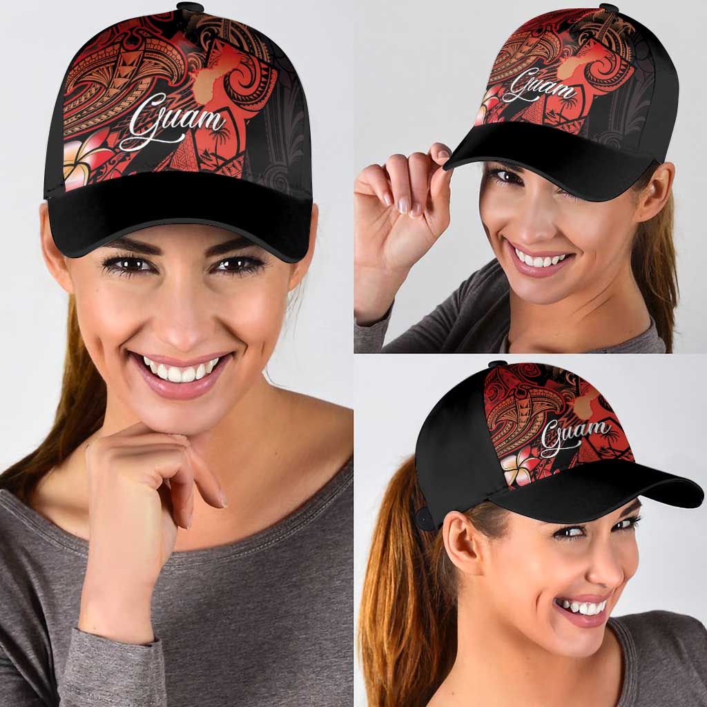 Guam Tribal Chamorro Classic Cap Polynesian Shark with Plumeria and Sea Vibe - Polynesian Pride