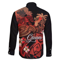 Guam Tribal Chamorro Family Matching Off The Shoulder Long Sleeve Dress and Hawaiian Shirt Polynesian Shark with Plumeria and Sea Vibe - Polynesian Pride