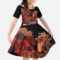 Guam Tribal Chamorro Family Matching Short Sleeve Bodycon Dress and Hawaiian Shirt Polynesian Shark with Plumeria and Sea Vibe - Polynesian Pride