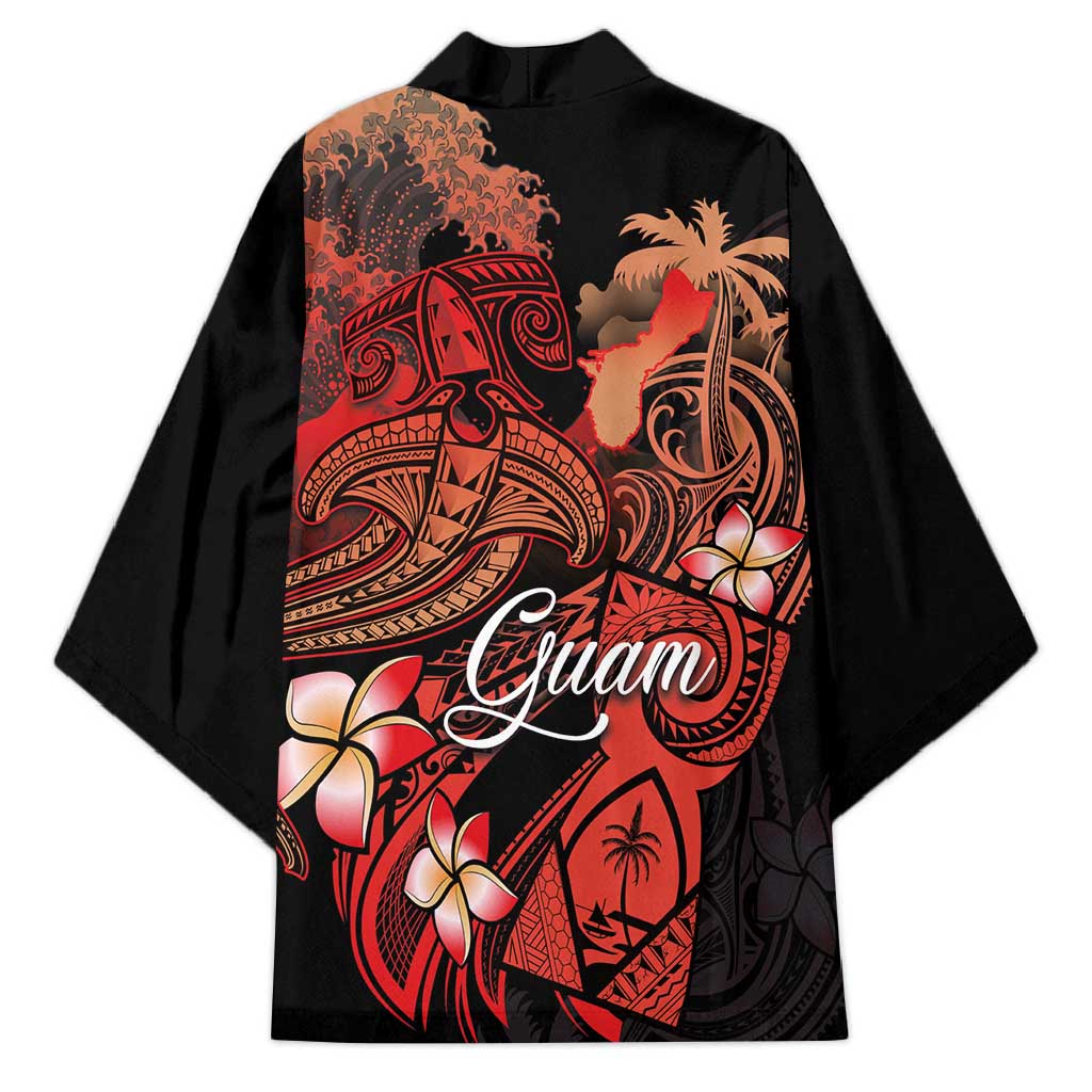 Guam Tribal Chamorro Kimono Polynesian Shark with Plumeria and Sea Vibe - Polynesian Pride