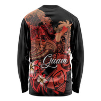 Guam Tribal Chamorro Long Sleeve Shirt Polynesian Shark with Plumeria and Sea Vibe - Polynesian Pride