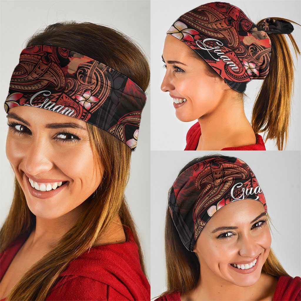 Guam Tribal Chamorro Neck Gaiter Polynesian Shark with Plumeria and Sea Vibe - Polynesian Pride