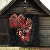 Guam Tribal Chamorro Quilt Polynesian Shark with Plumeria and Sea Vibe - Polynesian Pride