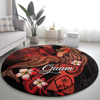 Guam Tribal Chamorro Round Carpet Polynesian Shark with Plumeria and Sea Vibe - Polynesian Pride