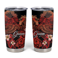 Guam Tribal Chamorro Tumbler Cup Polynesian Shark with Plumeria and Sea Vibe - Polynesian Pride