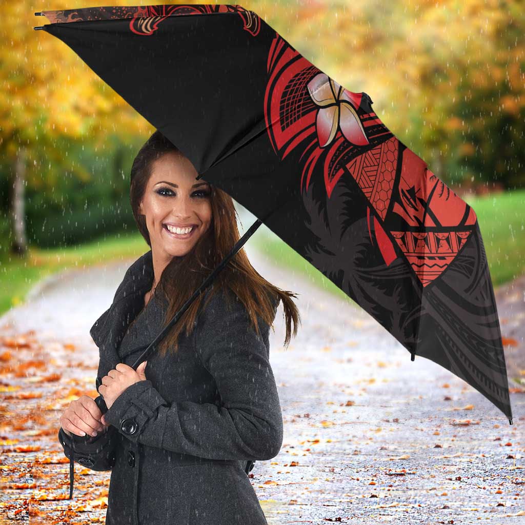 Guam Tribal Chamorro Umbrella Polynesian Shark with Plumeria and Sea Vibe - Polynesian Pride