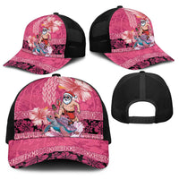 Hawaii Mele Kalikimaka Baseball Net Cap Funny Santa with Tribal Tattoos Kakau Pink Color - Polynesian Pride