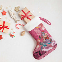 Hawaii Mele Kalikimaka Christmas Stocking Funny Santa with Tribal Tattoos Kakau Pink Color - Polynesian Pride