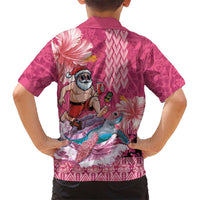 Hawaii Mele Kalikimaka Family Matching Mermaid Dress and Hawaiian Shirt Funny Santa with Tribal Tattoos Kakau Pink Color LT03 - Polynesian Pride