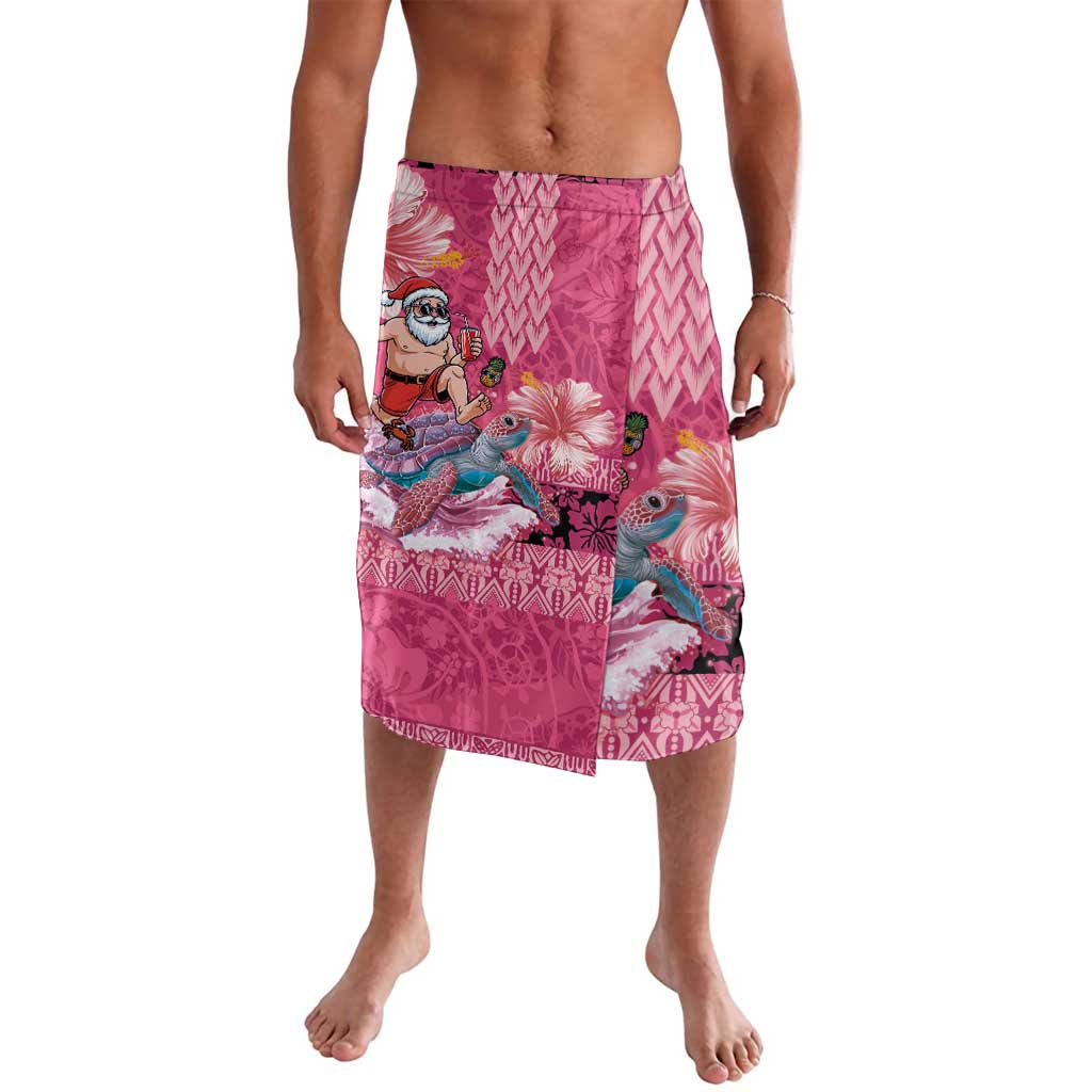 Hawaii Mele Kalikimaka Lavalava Funny Santa with Tribal Tattoos Kakau Pink Color - Polynesian Pride