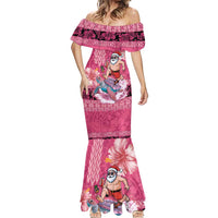 Hawaii Mele Kalikimaka Mermaid Dress Funny Santa with Tribal Tattoos Kakau Pink Color - Polynesian Pride