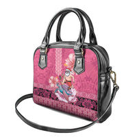 Hawaii Mele Kalikimaka Shoulder Handbag Funny Santa with Tribal Tattoos Kakau Pink Color - Polynesian Pride