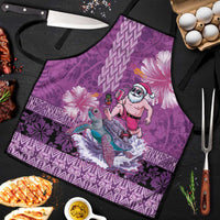 Hawaii Mele Kalikimaka Apron Funny Santa with Tribal Tattoos Kakau Purple Color - Polynesian Pride