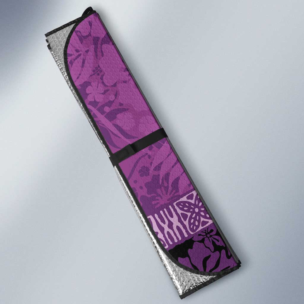 Hawaii Mele Kalikimaka Auto Sun Shade Funny Santa with Tribal Tattoos Kakau Purple Color - Polynesian Pride