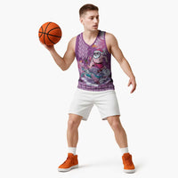 Hawaii Mele Kalikimaka Basketball Jersey Funny Santa with Tribal Tattoos Kakau Purple Color - Polynesian Pride